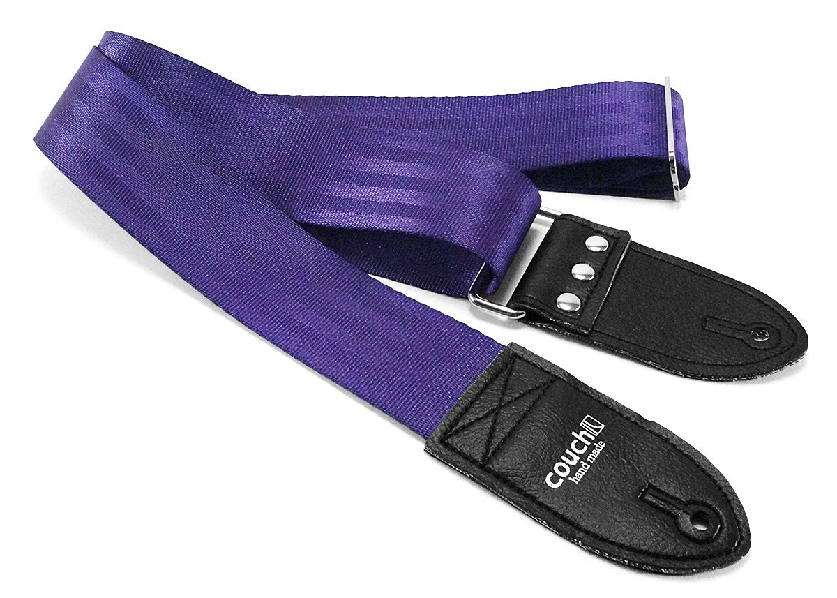 **Recycled Seatbelt Guitar Strap - Made in USA, Bright Purple - Durable & Eco-Friendly Guitar Accessory for Live Performances & Studio Sessions**