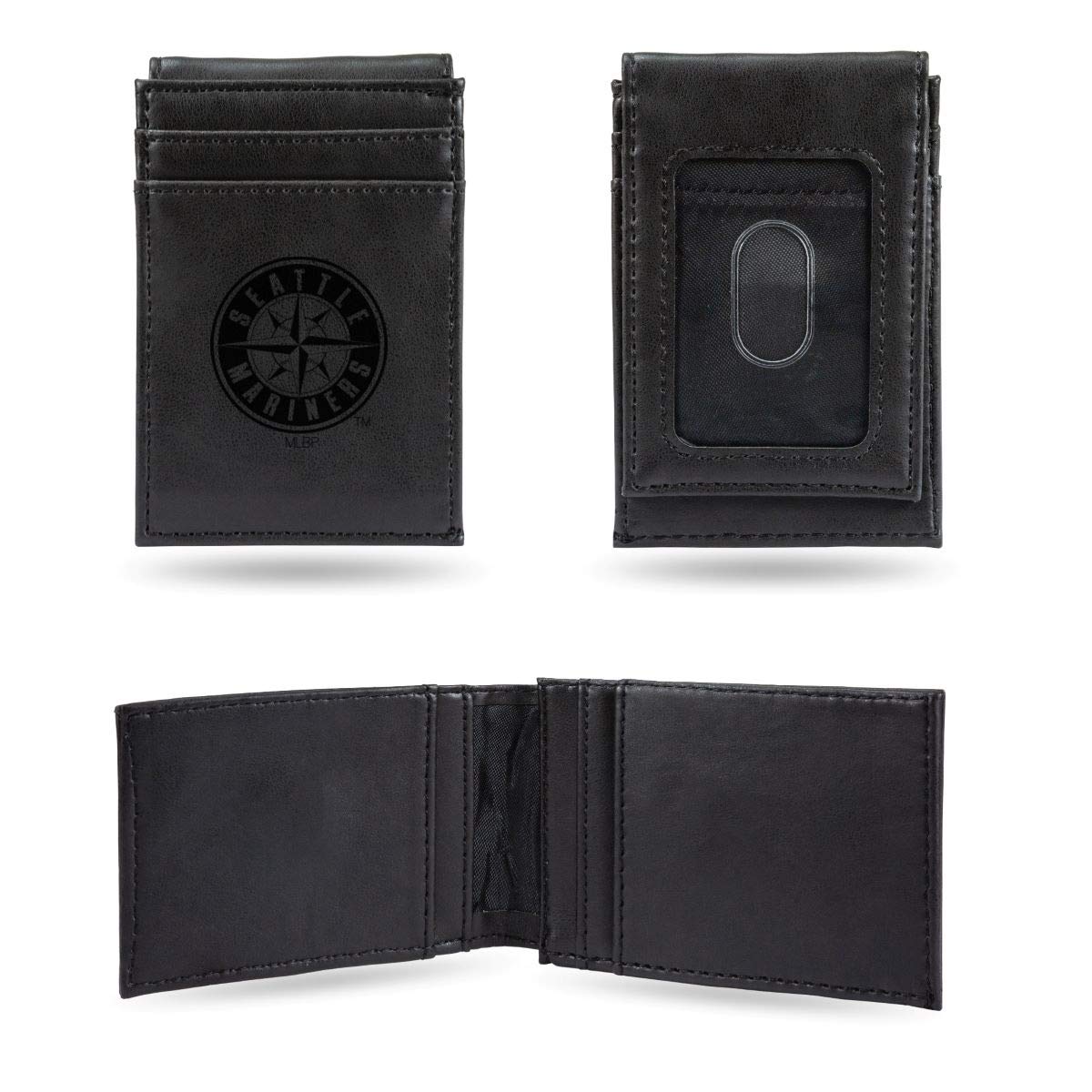Rico Industries Mariners Laser Engraved Black Front Pocket Wallet for Men - Slim RFID Blocking Bifold Wallet - Perfect for Travel, Business & Everyday Carry