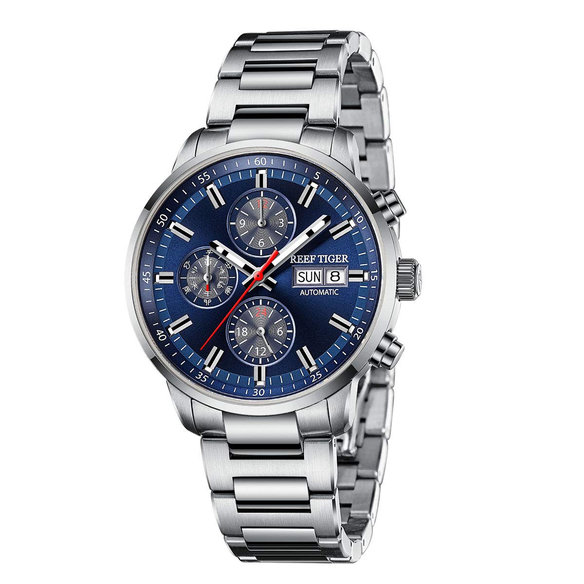 REEF TIGER Stainless Steel Men's Automatic Watch - Waterproof, Multifunctional, Luxury Dress Watch for Business & Casual Wear - RGA1659 | Perfect for Office, Parties & Outdoor Activities