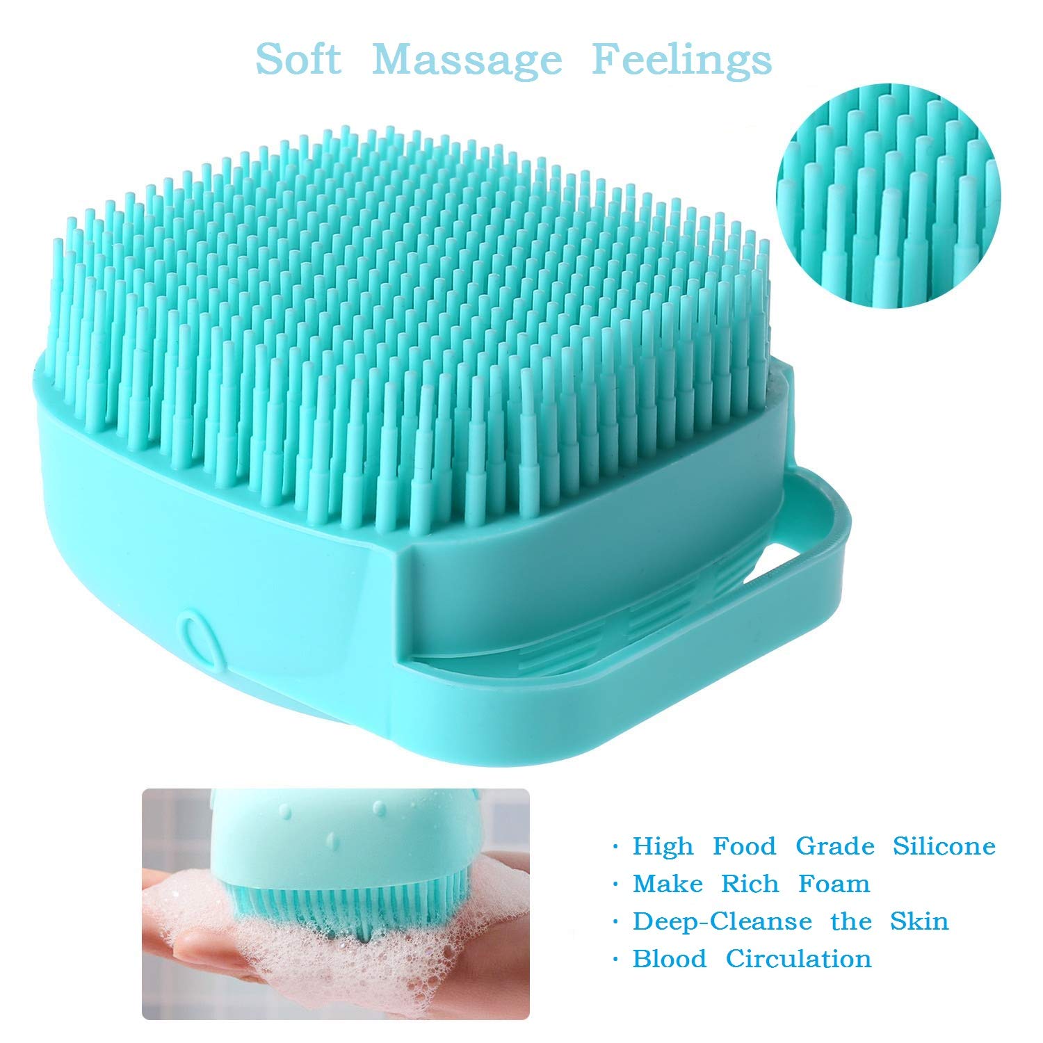 Eowhitu Silicone Body Brush for Shower & Bath - Exfoliating Massage Brush with Soap Dispenser - Dry Skin Scrubber for Men & Women - Blue - Perfect for Spa Days & Deep Cleansing at Home