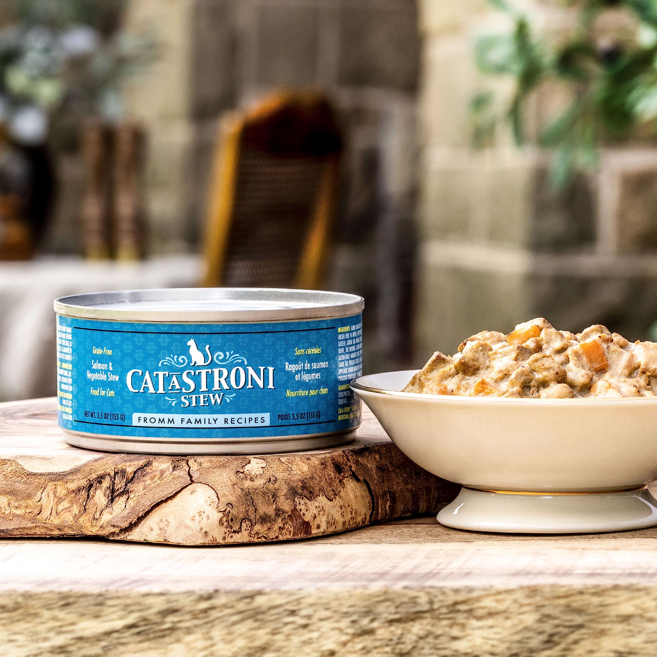 **Fromm Cat-A-Stroni Salmon & Vegetable Stew Wet Cat Food - Premium Grain-Free Recipe - Case of 12 (5.5 oz Cans) - Healthy Meal for Adult & Senior Cats - Perfect for Picky Eaters & Digestive Health**
