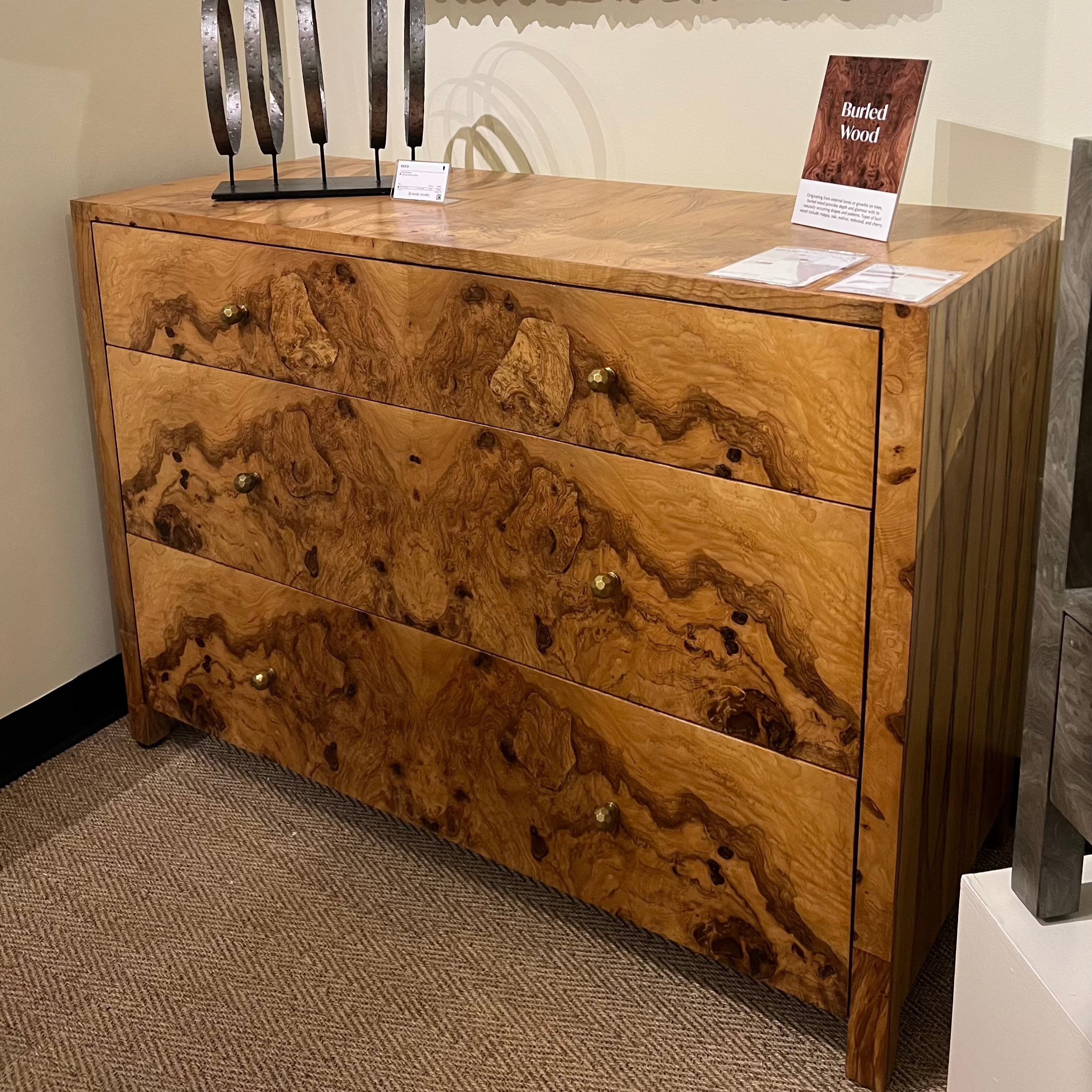 Lindsey Dresser 48 Inch - Olive Ash Veneer Wooden Dresser for Bedroom, Modern Storage Chest with 6 Drawers, Sturdy Bedroom Furniture for Home Organization & Decor