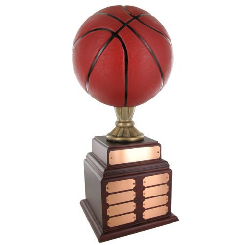 Handpainted Perpetual Basketball Trophy with 32 Engraved Name Plates - Custom Sports Awards & Recognition Gifts for Teams, Coaches & Players - Perfect for Championships, Tournaments & Year-End Celebrations