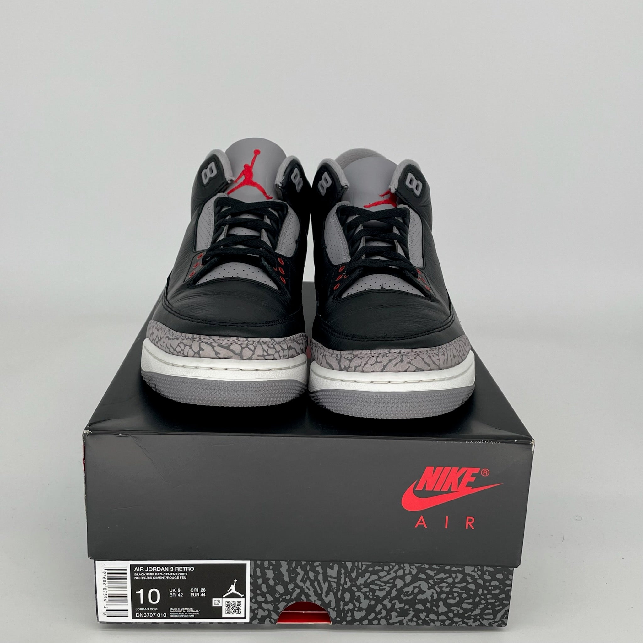 AIR JORDAN 3 REIMAGINED BLACK CEMENT SNEAKERS - MEN'S SIZE 10 (DN3707-100) - Authentic Retro Basketball Shoes for Casual Wear & Street Style
