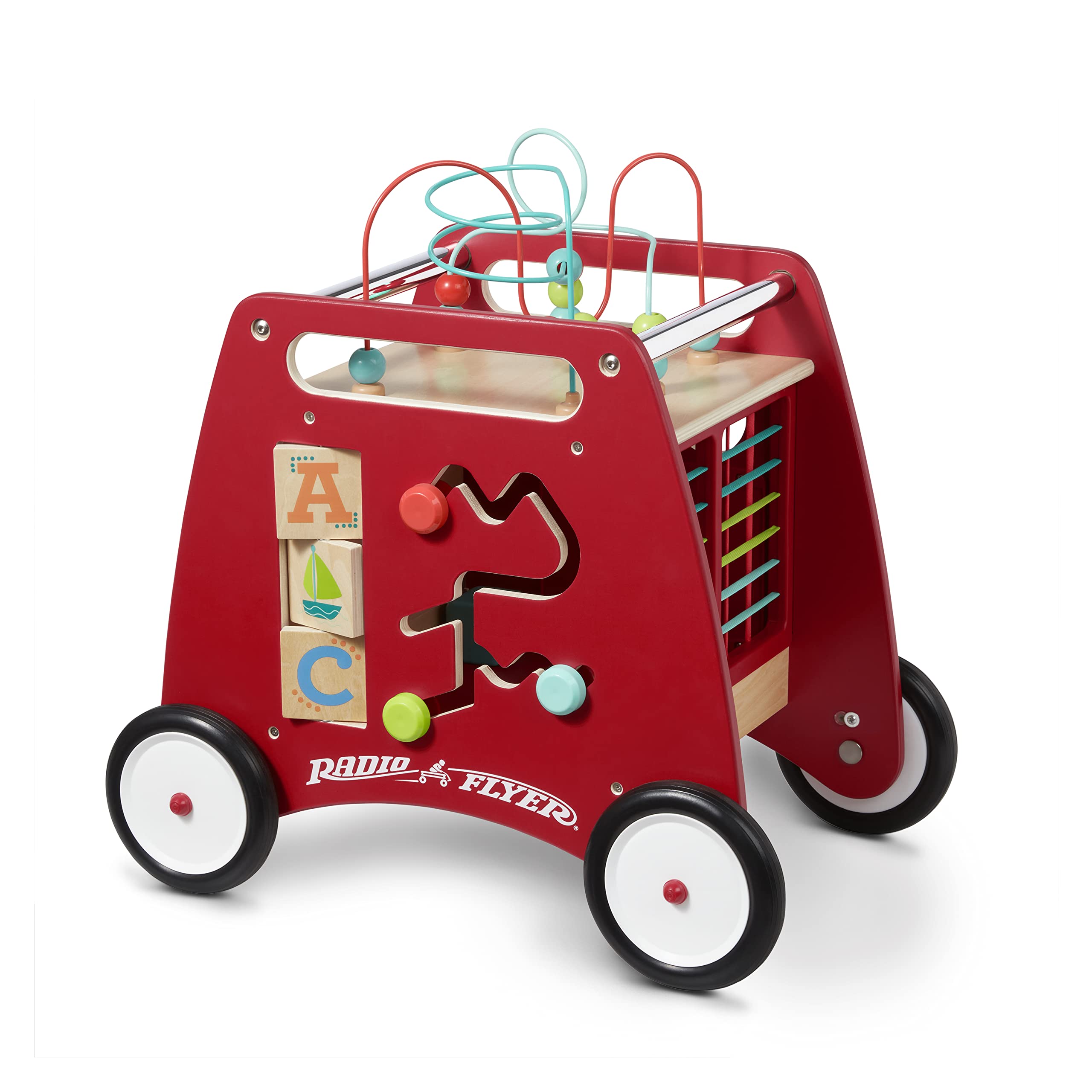 Radio Flyer Deluxe Push & Play Activity Cube Walker - Learning Toy for Toddlers Ages 1-3 Years (Red) - Perfect for Early Walking Development & Indoor Playtime