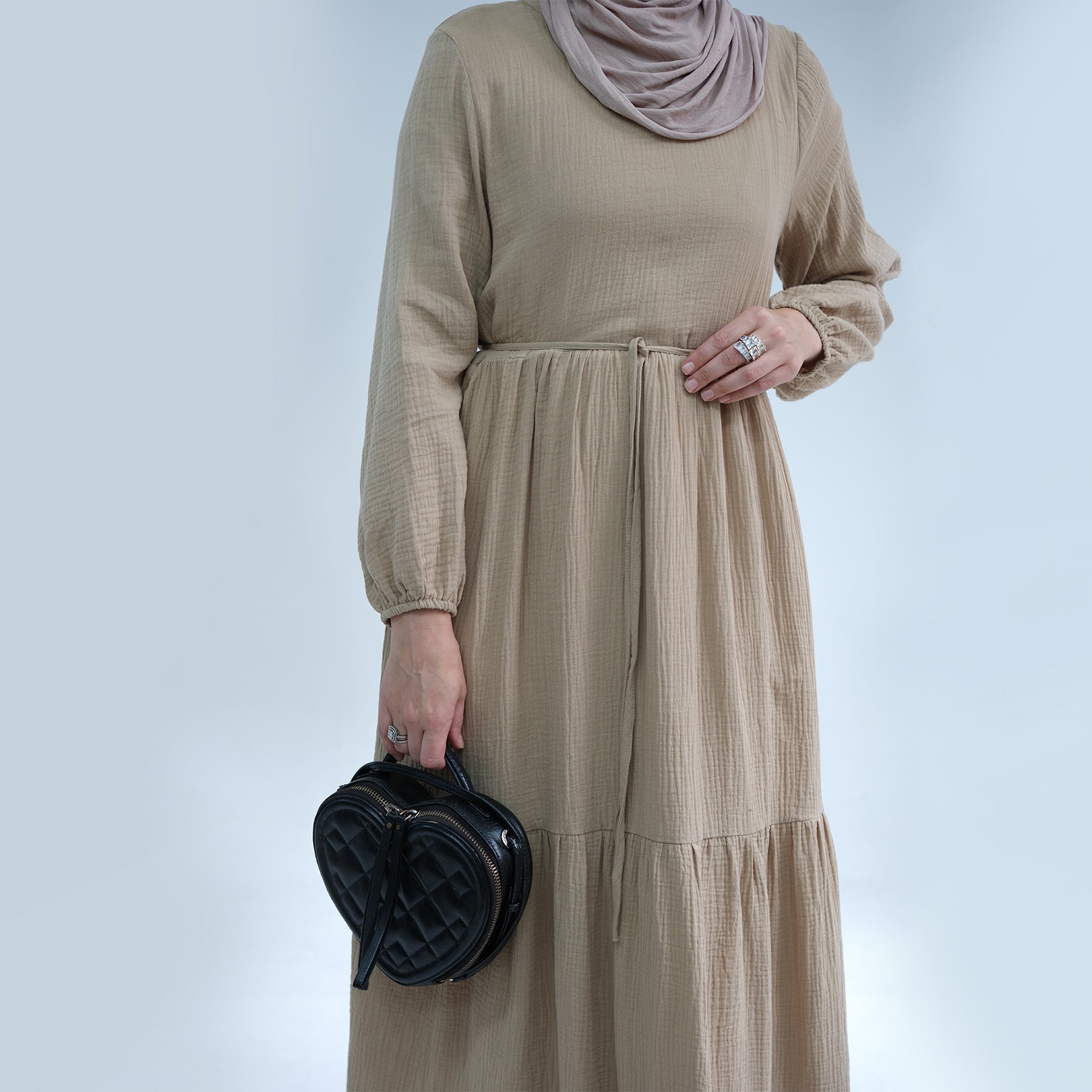 Bohemian Long Sleeve Prairie Maxi Dress in Camel - Flowy Vintage Style for Women | Perfect for Fall Weddings, Festivals & Casual Outings