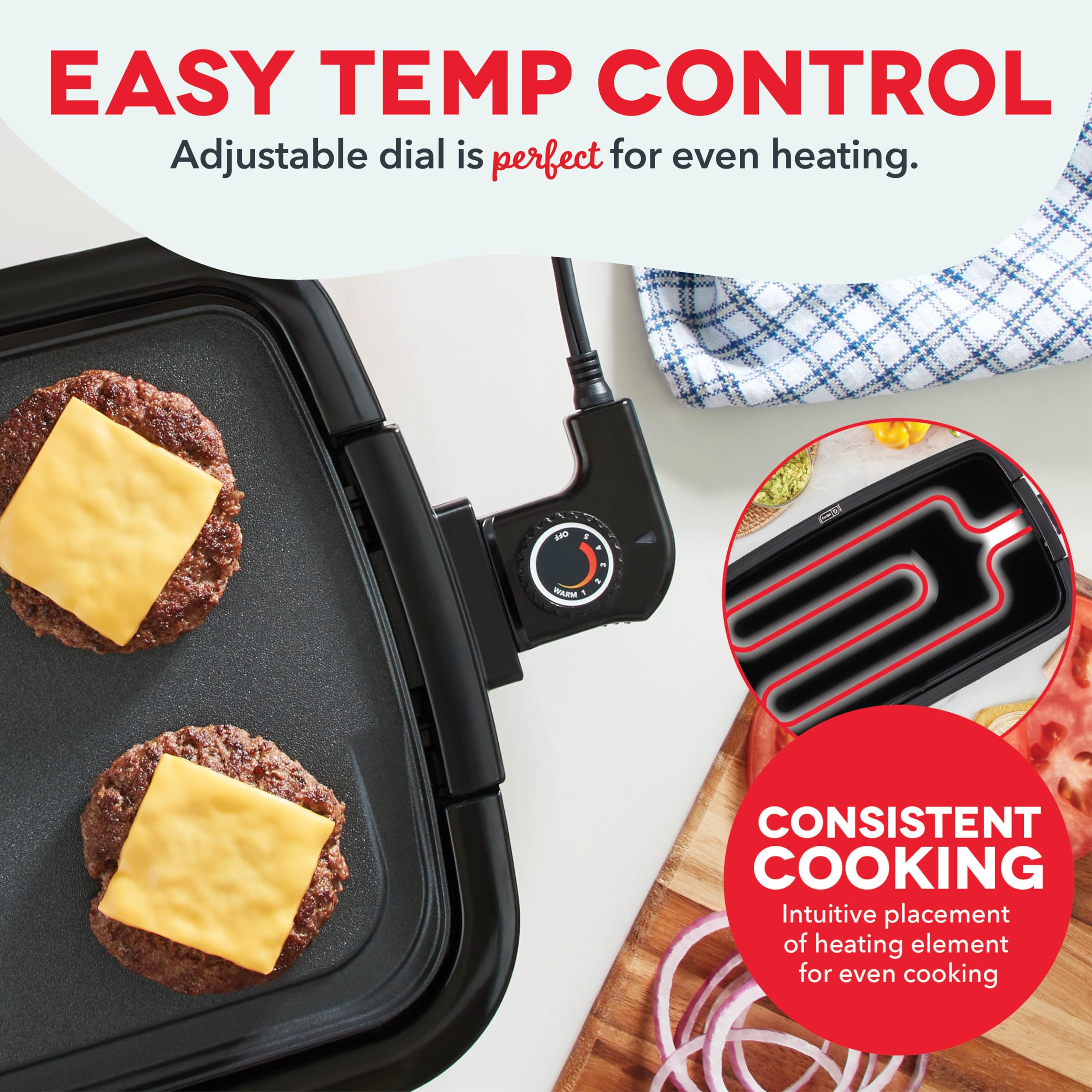 DASH Deluxe 1500-Watt Electric Griddle with Removable Nonstick Cooking Plate - 20