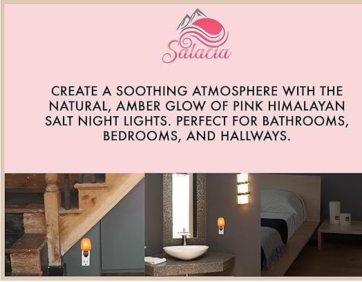 Natural Pink Himalayan Salt Night Light with On/Off Switch, 15W Bulb, Gibraltar Design - Ideal Small Lamp for Home Decor, Bedroom, Living Room, Yoga Studio & Meditation Space