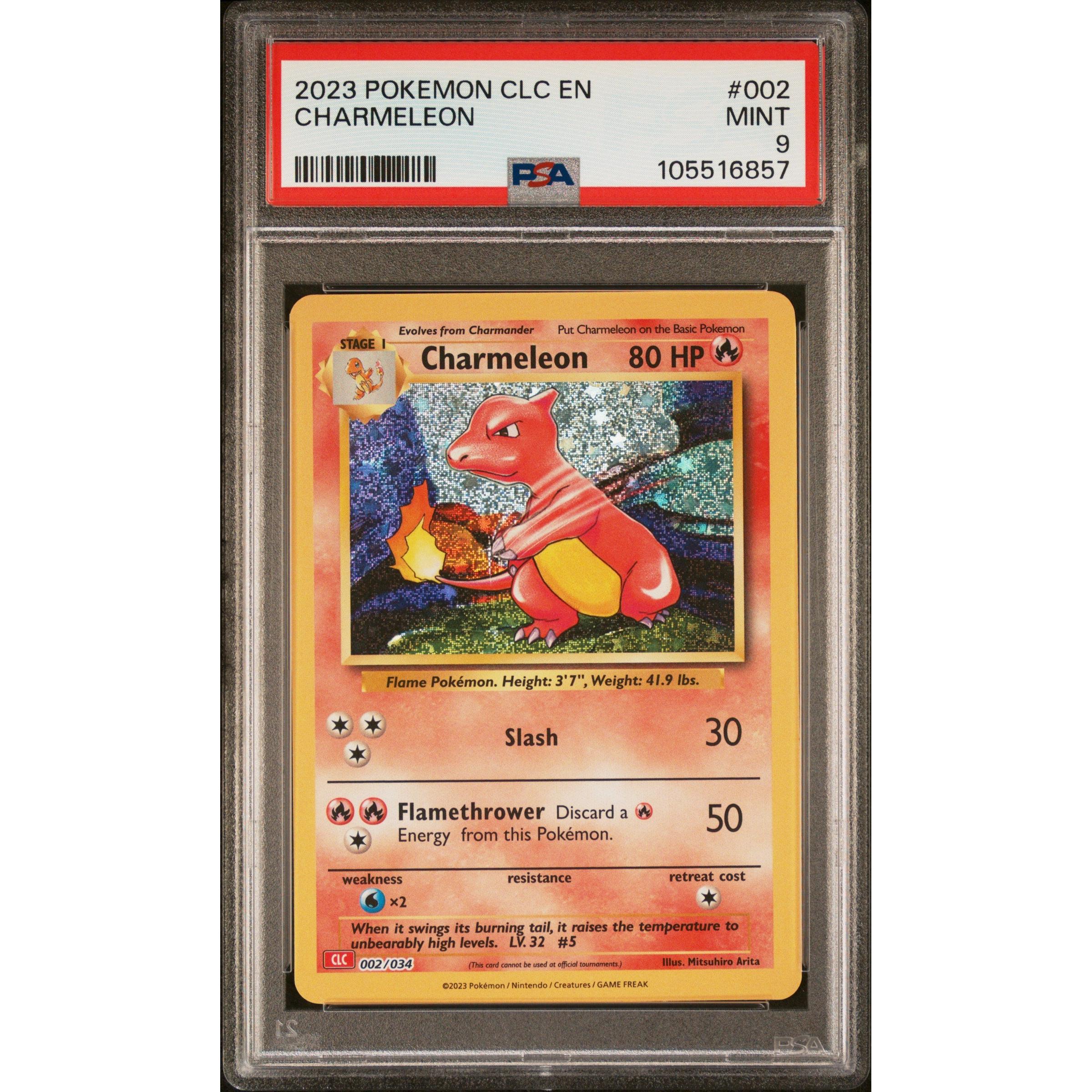 2023 Pokemon Classic Collection Charmeleon 002/034 PSA 9 Graded Card - Rare Collectible for Trading Card Game Enthusiasts & Perfect Gift for Pokemon Fans