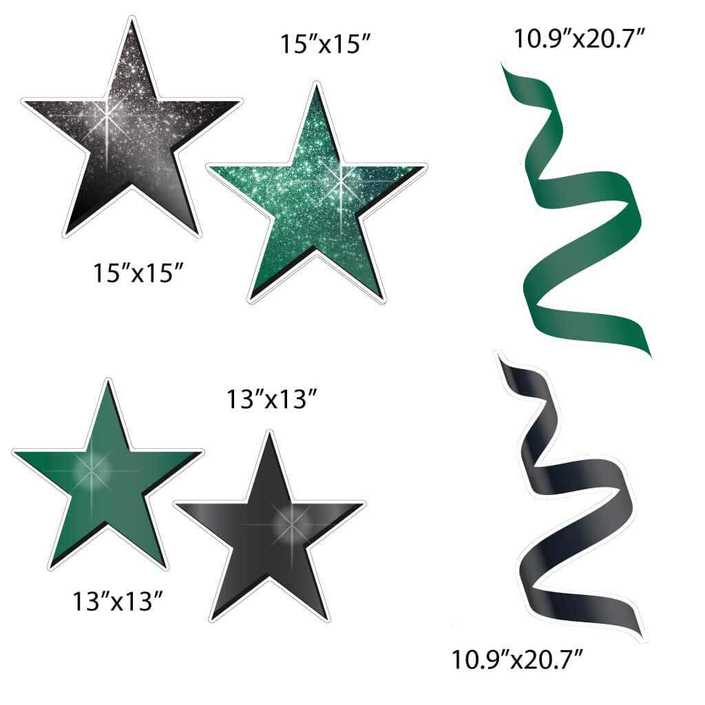 2024 Graduation Yard Decorations Set - 11 Pc Card Flair & Accessories with Stakes (Green Sparkle) | Outdoor Party Decor for Graduation Celebrations, Backyard Events & Photo Backdrops
