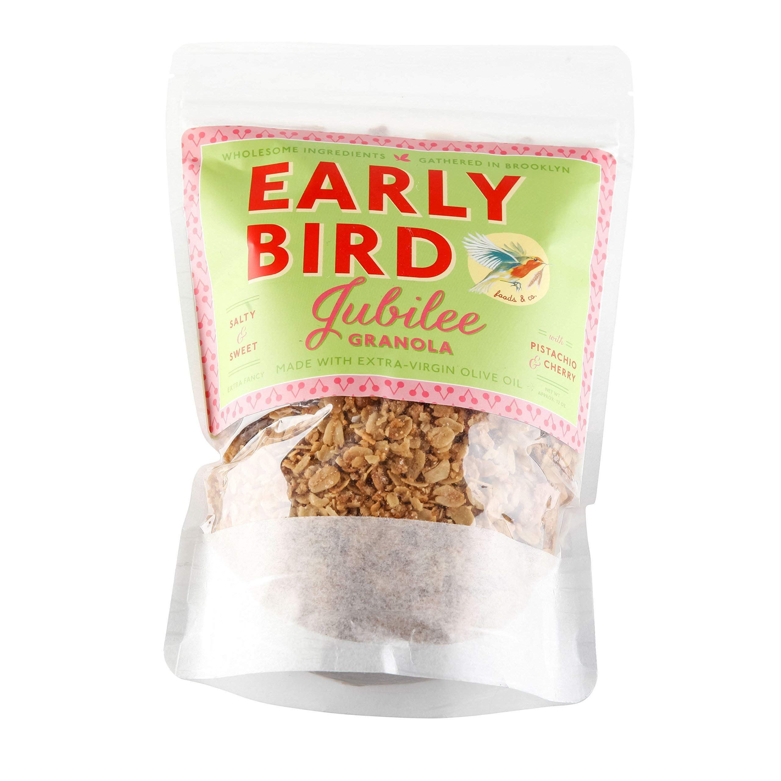 EARLY BIRD Jubilee Pistachio Sour Cherry Granola - 12oz Bag | Healthy Breakfast Cereal & Snack for Office, Hiking & Travel