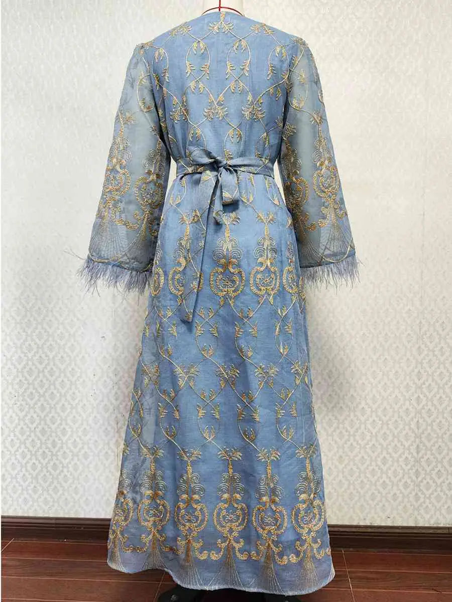 Elegant Eid Outfits for Women - Sparkling Sequins & Embroidery Muslim Caftan Kaftan Dress Jalabiya - Perfect for Eid Celebrations, Weddings & Special Occasions
