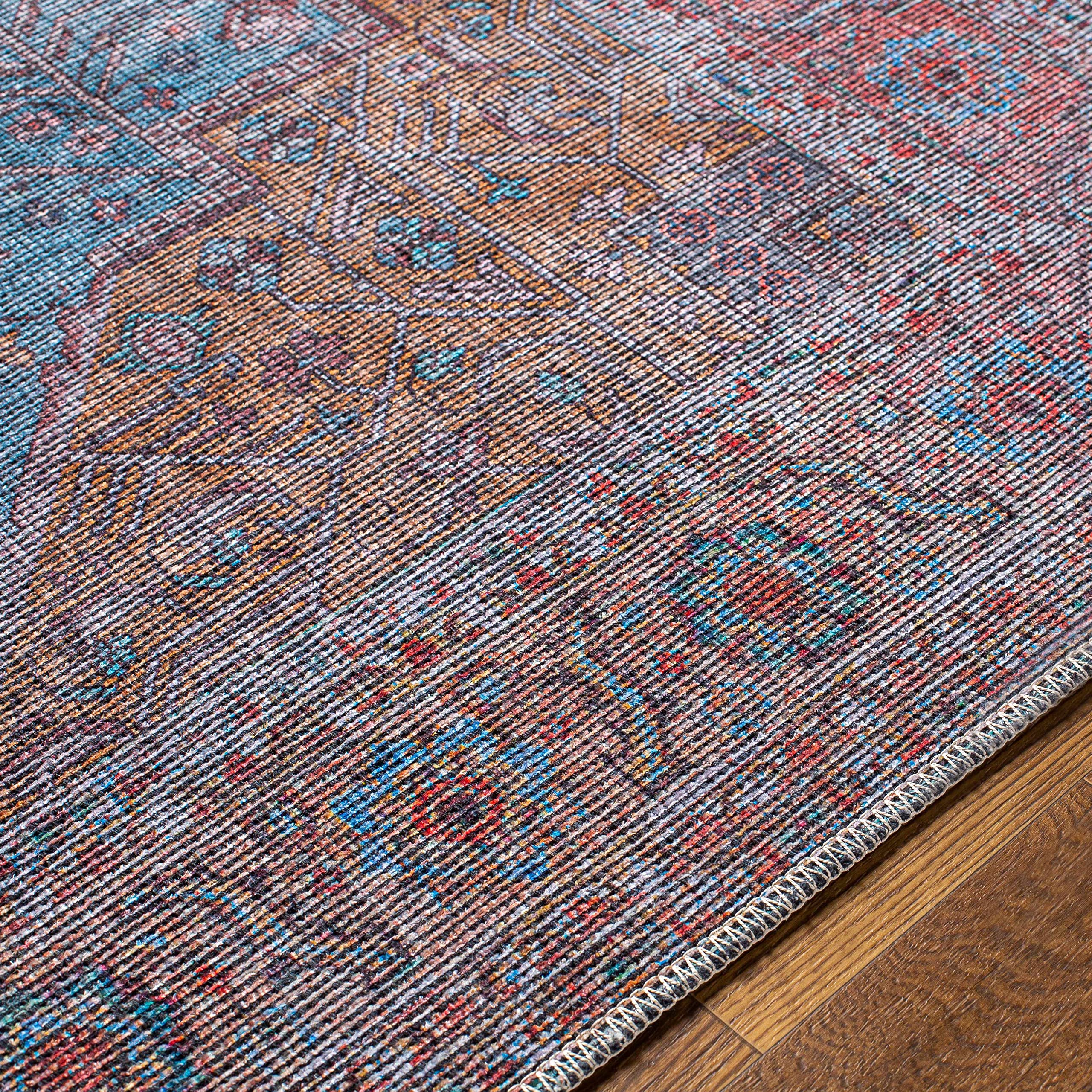 Hauteloom Otaki Washable Area Rug - Soft Gray & Purple Modern Rug for Living Room, Bedroom - 6'7