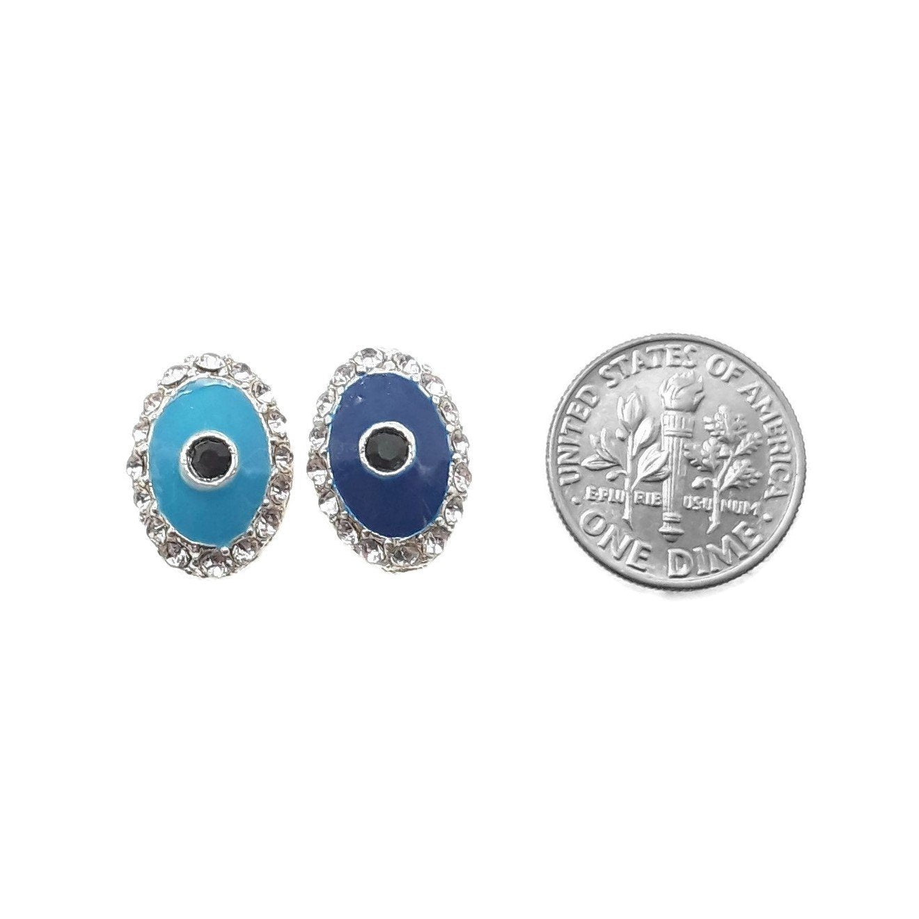 Evil Eye Charm Necklace - Gold, Silver, Gray & Bronze Plated Copper Pendant with Rhinestones (15x10mm) - Protection Jewelry for Women, Gift for Her, Spiritual Accessory for Good Luck & Positive Energy