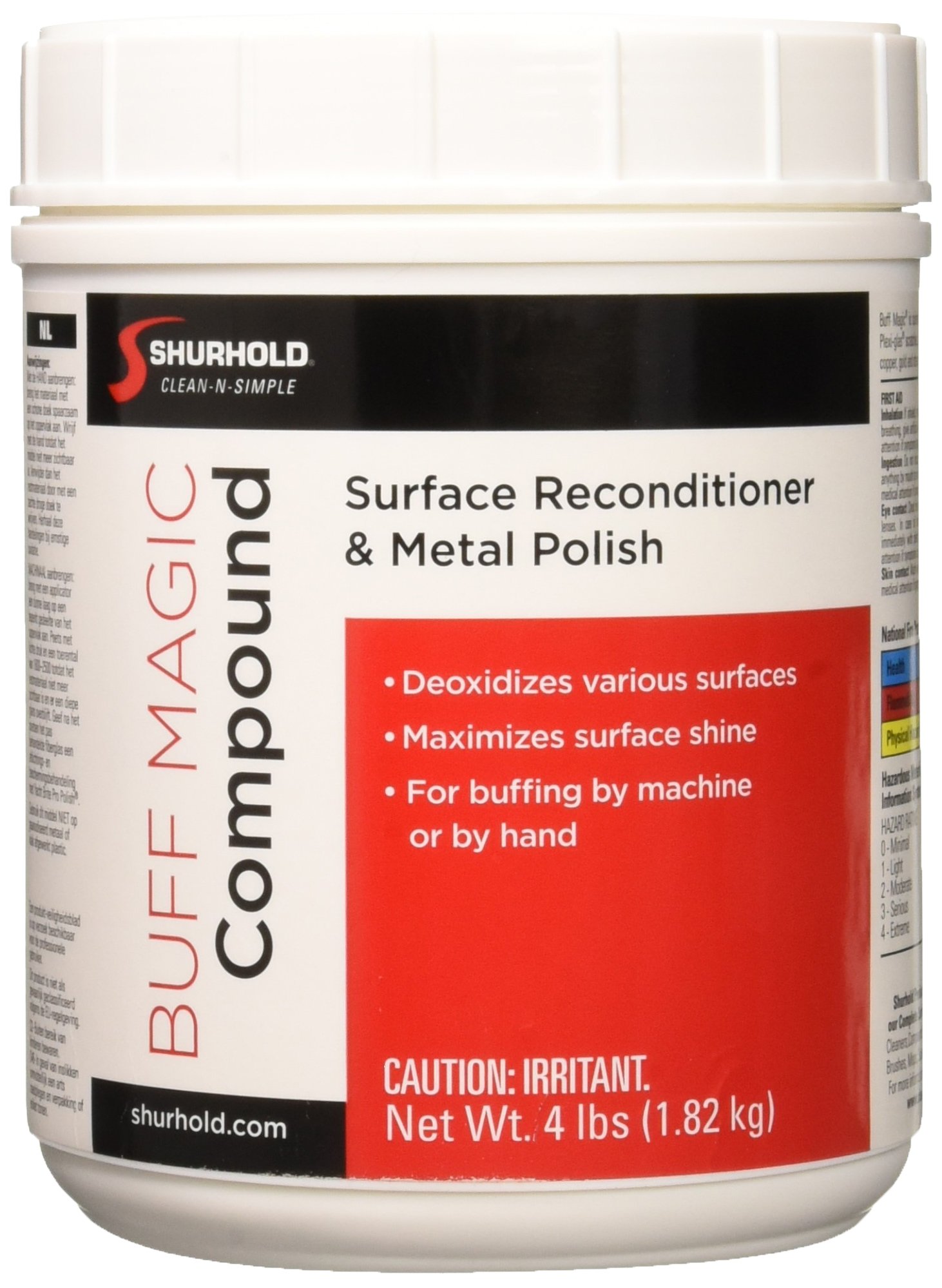 Shurhold Buff Magic Compound Surface Reconditioner & Metal Polish - 4LB Jar for Boats, Cars & RVs - Restores Shine & Removes Oxidation