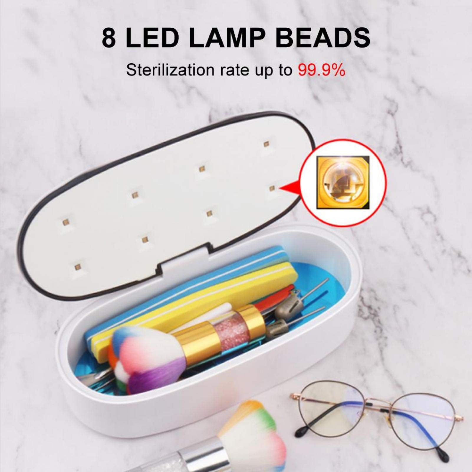 Portable UV Sterilizer Case - USB Powered Jewelry Cleaner & Beauty Tool Disinfector Box with Ultraviolet LED for Nail Art, Cosmetics & Salon Equipment | Perfect for Travel, Home & Professional Use