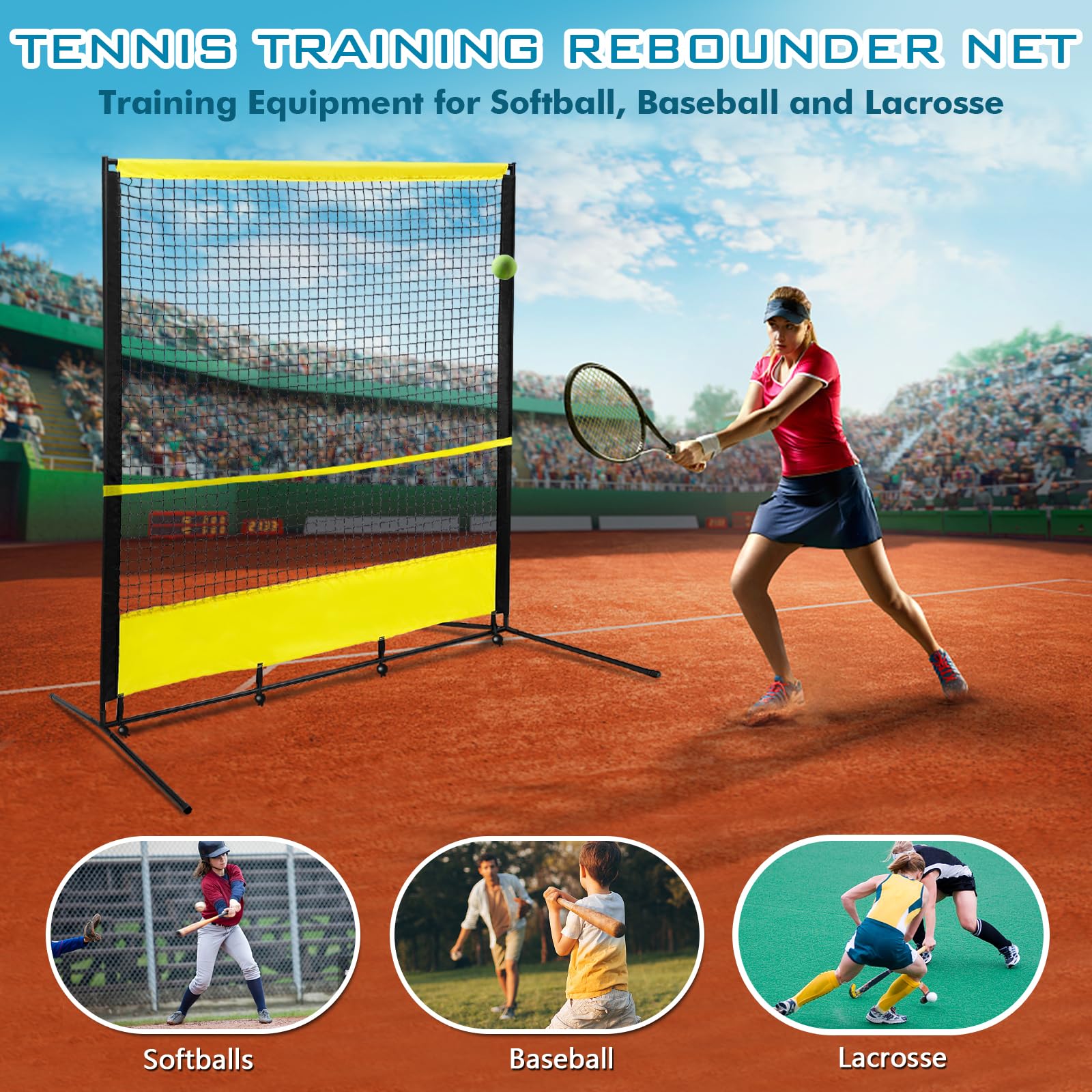 Portable Backstop Barrier Netting for Lacrosse, Soccer, Basketball & Tennis - Multi-Sport Protective Screen with Carry Bag | Perfect for Backyard Practice, Training & Game Protection