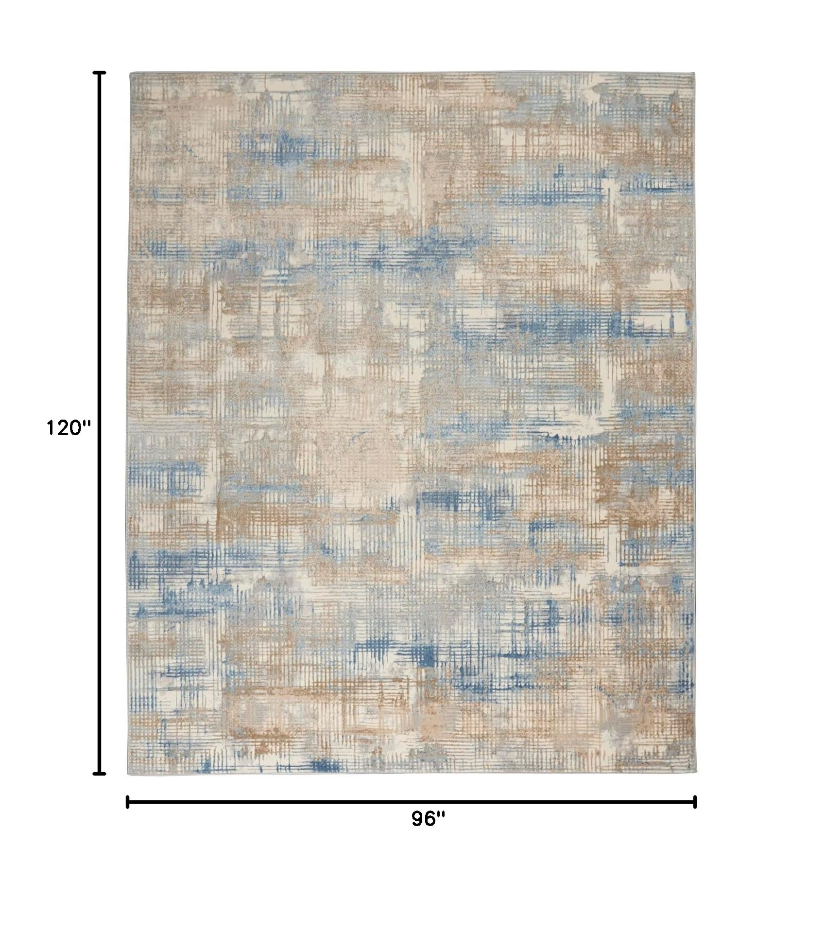 Calvin Klein Rush Blue/Beige 8' x 10' Modern Abstract Area Rug | Non-Shedding & Easy Cleaning | Perfect for Bedroom, Living Room, Dining Room & Kitchen Decor | Soft & Durable Floor Covering for Home & Office