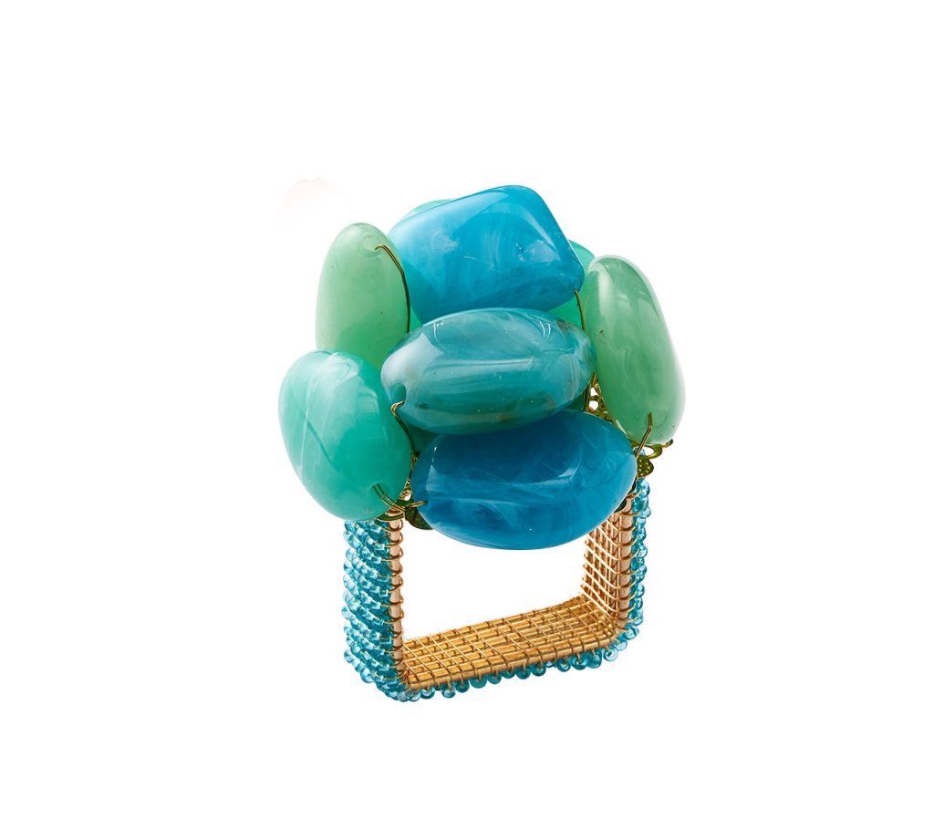 Elegant Sea Stone Napkin Rings Set of 4 - Coastal Themed Dinnerware for Beach Weddings, Summer Parties & Home Decor