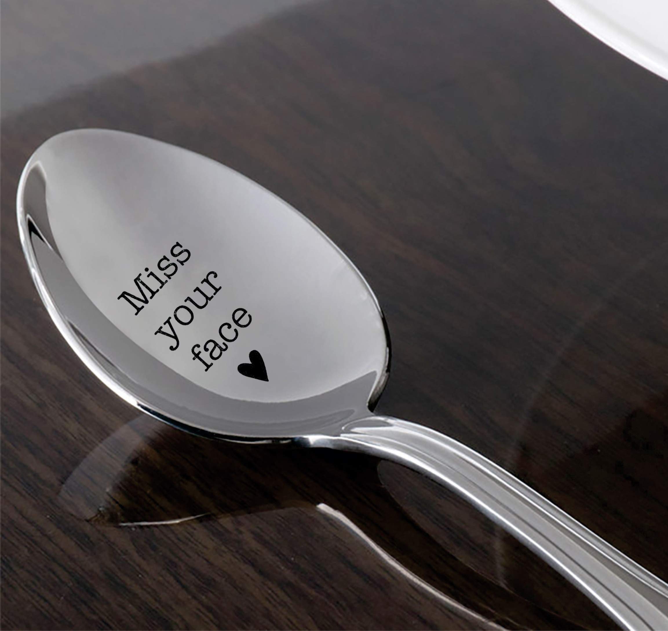 I Miss Your Face Spoon - Unique Long Distance Gift for Husband or Wife - Keepsake Coffee Spoon by Boston Creative Company - Perfect for Travel, Anniversaries & Romantic Surprises