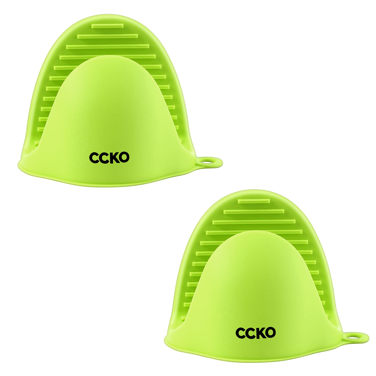 Heat Resistant Silicone Mini Oven Gloves - 1 Pair Kitchen Cooking & Baking Mitts with Finger Protection (Green) - Perfect for Baking, Grilling, and Handling Hot Pans Safely
