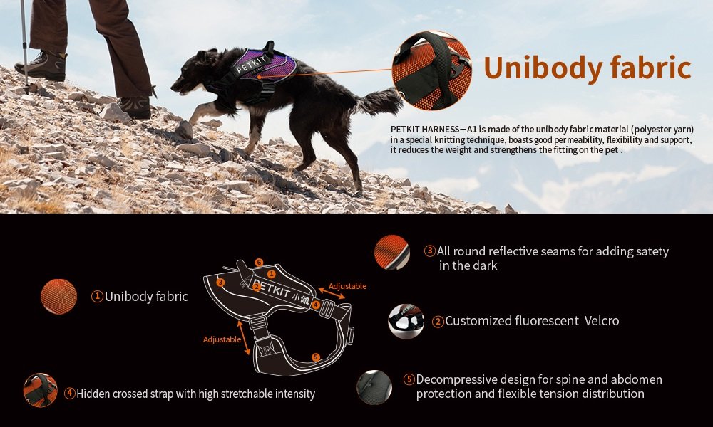 PETKIT HA8GYM Air Compression Dog Harness - Medium Size Breathable No-Pull Vest for Small to Medium Dogs - Perfect for Walking, Hiking & Outdoor Adventures