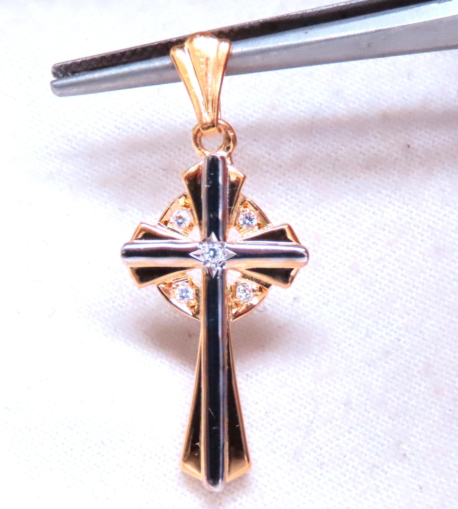 14kt Gold Celtic Cross Diamond Pendant Necklace for Women - Elegant Religious Jewelry Gift for Christmas, Baptism & Special Occasions