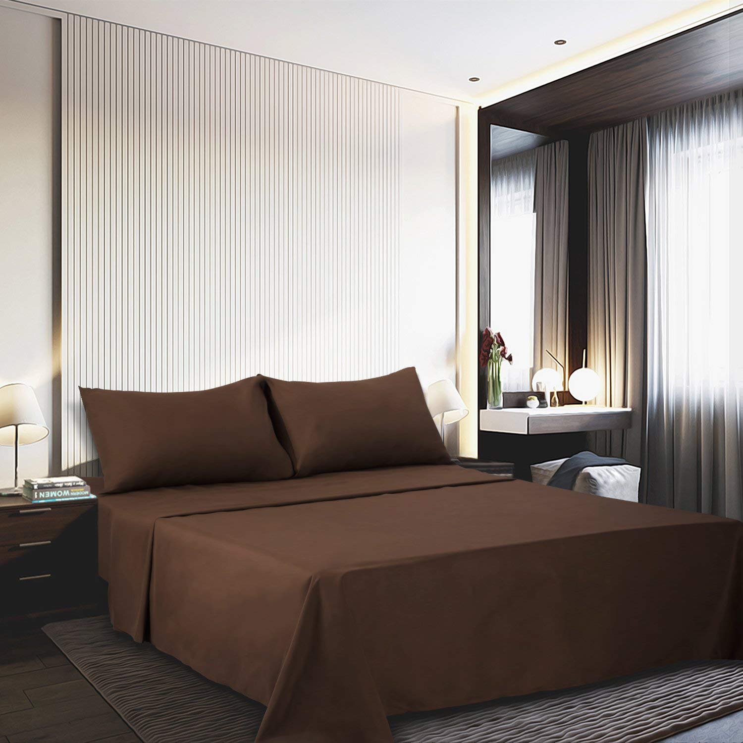 800-Thread Count 100% Egyptian Cotton 4-Piece Bed Sheet Set - Twin Size, Fits Mattress Up to 14