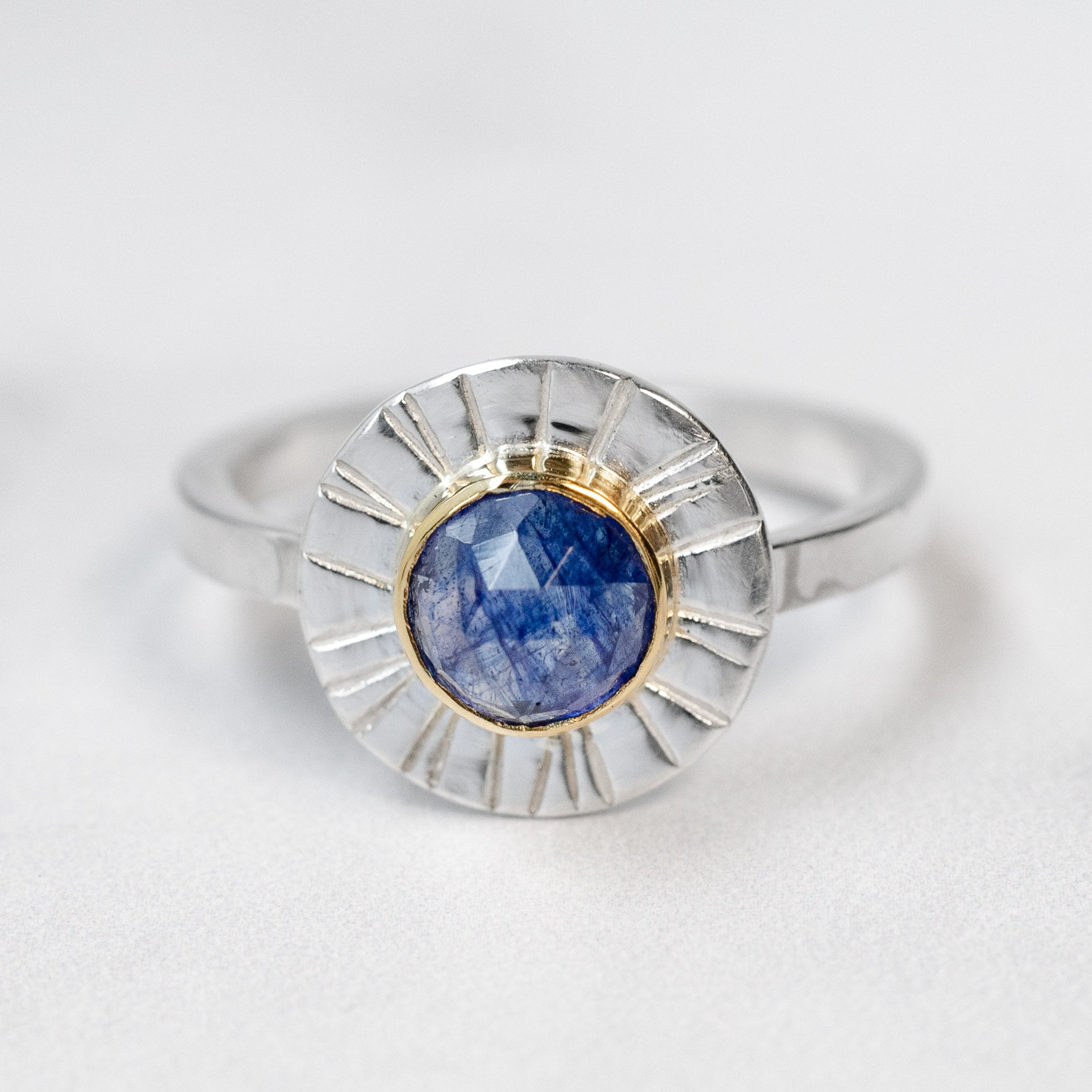 Shine On Gemstone Ring - Genuine Sapphire in 22k Gold & Sterling Silver - Perfect for Engagement, Wedding & Anniversary Gifts