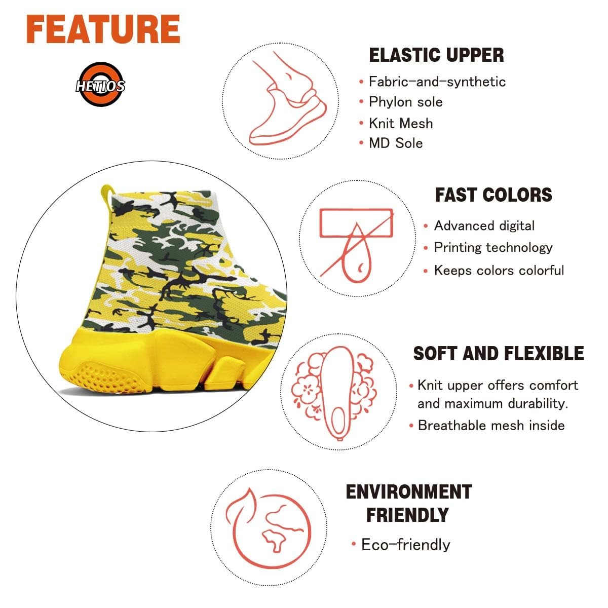 Hetios Men's Camouflage Running Shoes - Lightweight Breathable Walking & Workout Sneakers for Men, Non-Slip Casual Athletic Shoes for Gym, Hiking, and Outdoor Activities