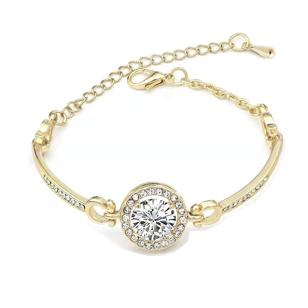 Adjustable Rose Gold Heart Zircon Bracelet for Women - Fashion Rhinestone Jewelry, Elegant Simple Ladies Bracelet for Daily Wear, Gifts & Special Occasions