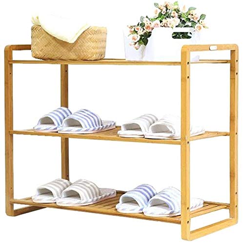 COLOM 3-Tier Stackable Bamboo Shoe Rack - Adjustable Shoe Storage Organizer with Dust-Proof Design for Hallway, Closet & Entryway - Easy DIY Assembly Wooden Shoe Cabinet for Home Organization