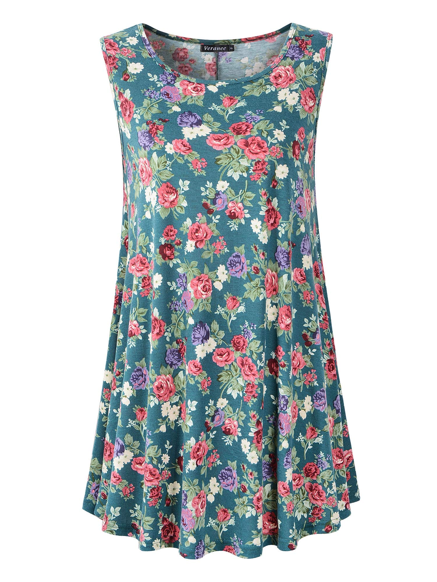 Women's Floral Sleeveless Swing Tunic Top - Summer Casual Flare Tank Blouse for Beach, Vacation & Outdoor Activities