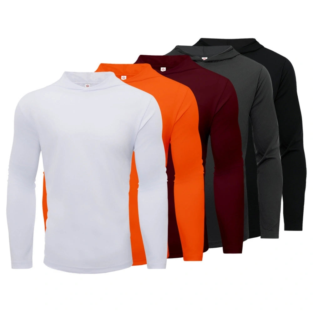 5 Pack Men's Performance Long Sleeve Hooded T-Shirts - Moisture Wicking, Breathable Workout Shirts for Gym, Running & Outdoor Activities