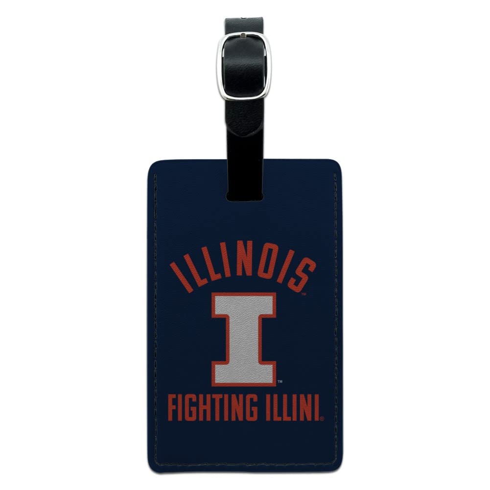 University of Illinois Official Logo Leather Luggage Tag - Rectangle ID Card Holder for Travel, Business & Campus Life