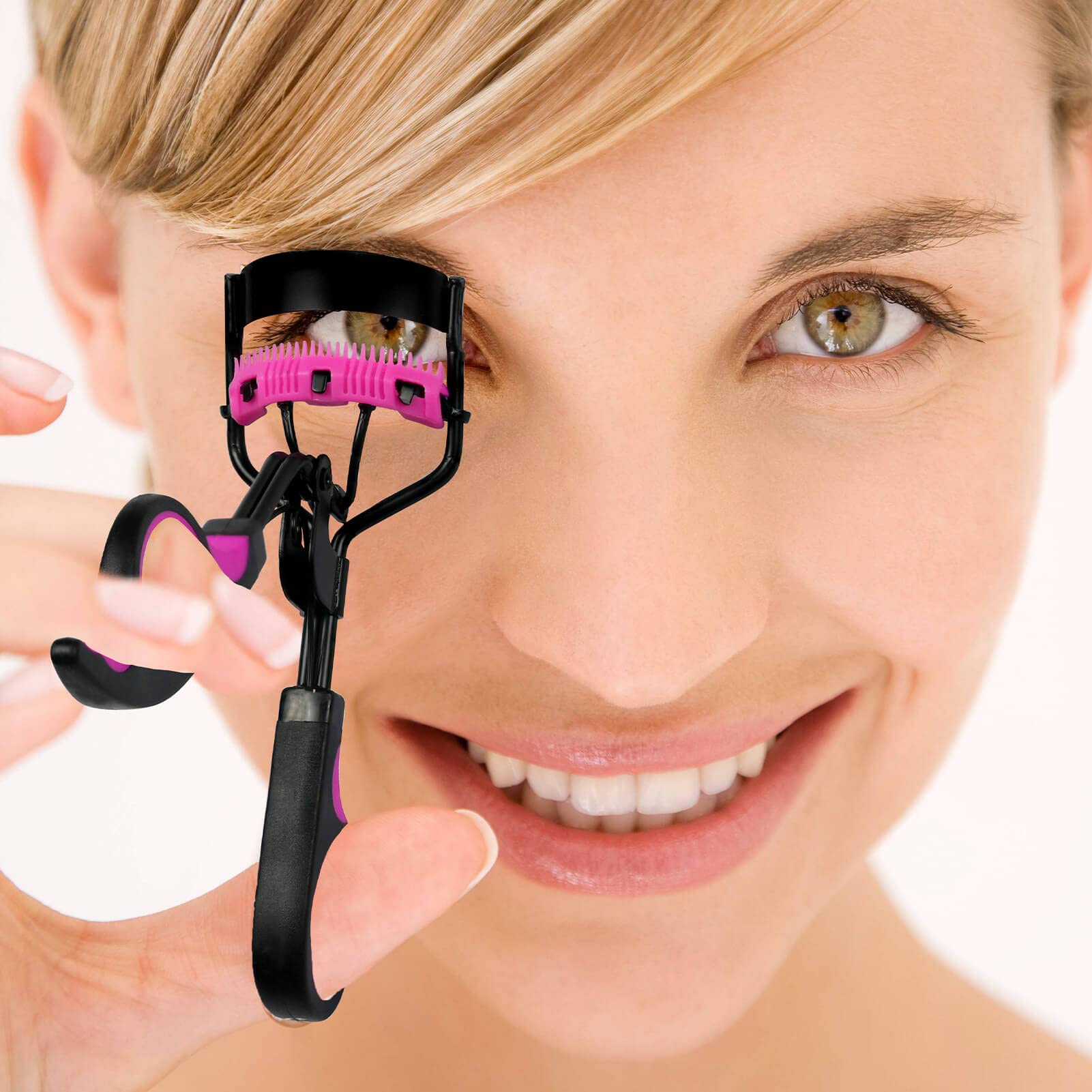 IMMER LIEBEN Eyelash Curler with Comb - Black & Purple Lash Curling Tool with 5 Replacement Pads & 3 Combs - 10 Second Curled & Lifted Lashes - Perfect for Daily Makeup, Special Occasions & Professional Salon Use
