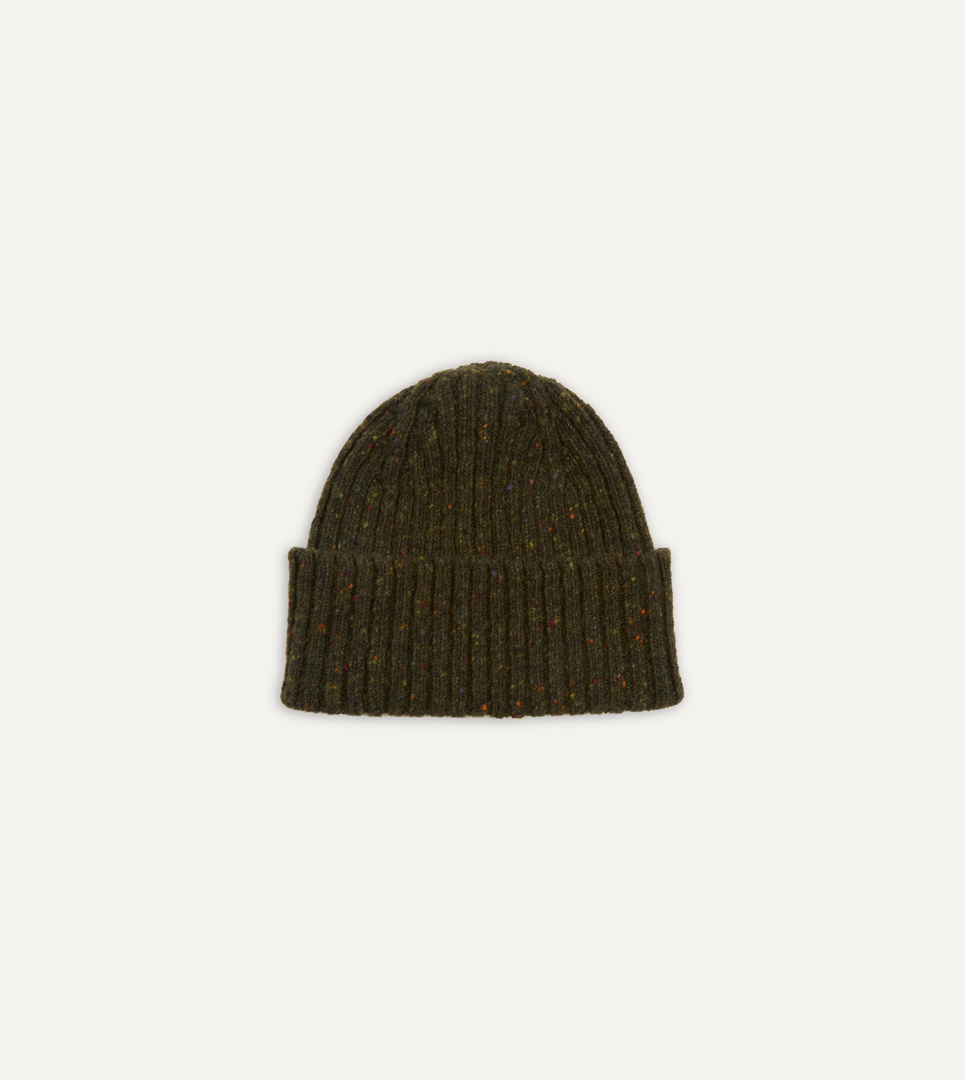 Warm Green Ribbed Merino Wool Donegal Knit Beanie Hat for Men & Women - Cozy Winter Accessory for Outdoor Activities