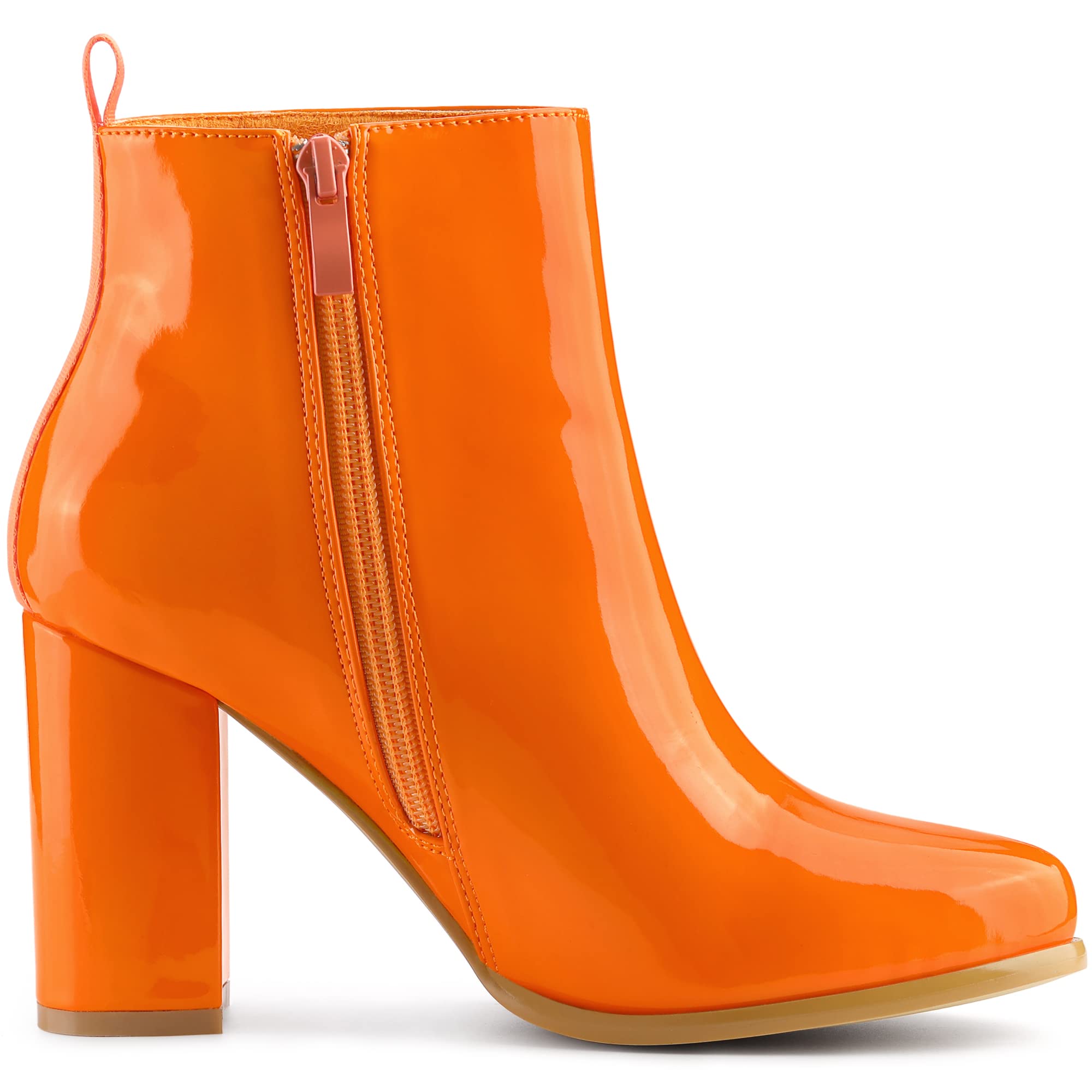 Allegra K Women's Chunky Heel Ankle Boots with Round Toe & Zipper - Stylish Winter Boots for Casual Outfits, Office Wear & Night Out