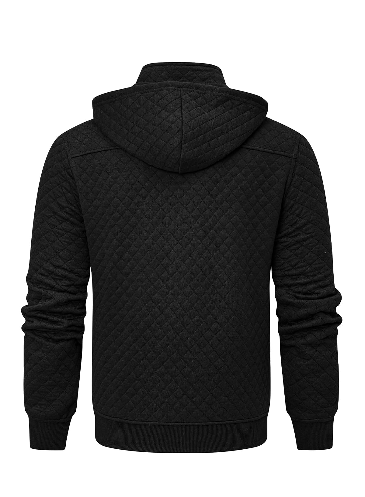 JMIERR Men's Quilted Hooded Sweatshirt - Lightweight Long Sleeve Quarter Zip Pullover with Pockets for Casual Wear, Outdoor Activities & Travel