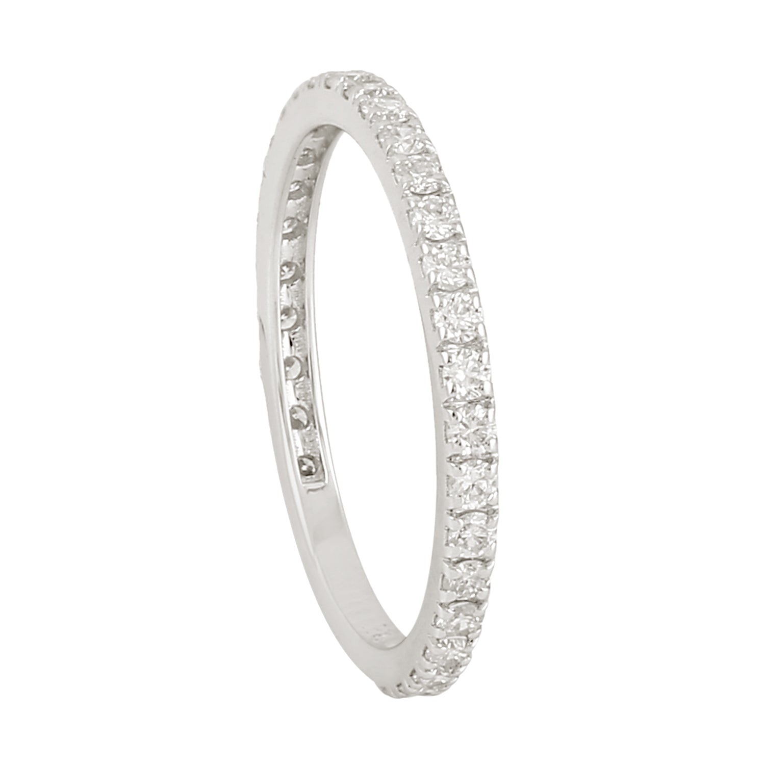 18K White Gold Pave Diamond Full Eternity Band Ring for Women - Elegant Wedding, Anniversary, or Gift Jewelry for Her