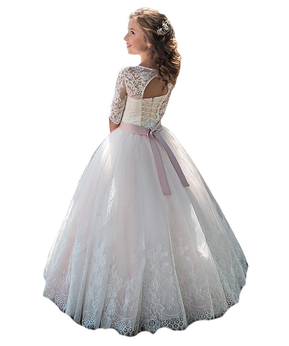 Elegant Flower Girl Dresses for Weddings | Half Sleeve Communion Dresses | Puffy Prom Dresses for Teens | Perfect for Church Ceremonies, First Communions & Special Occasions