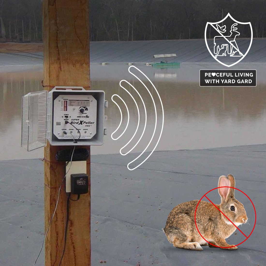 Bird-X Critter Blaster PRO Sonic Animal & Bird Repeller - 4 Speaker System with 8 Digital Sounds | 6 Acre Coverage (2-10 kHz) | Easy Installation for Gardens, Farms & Outdoor Areas