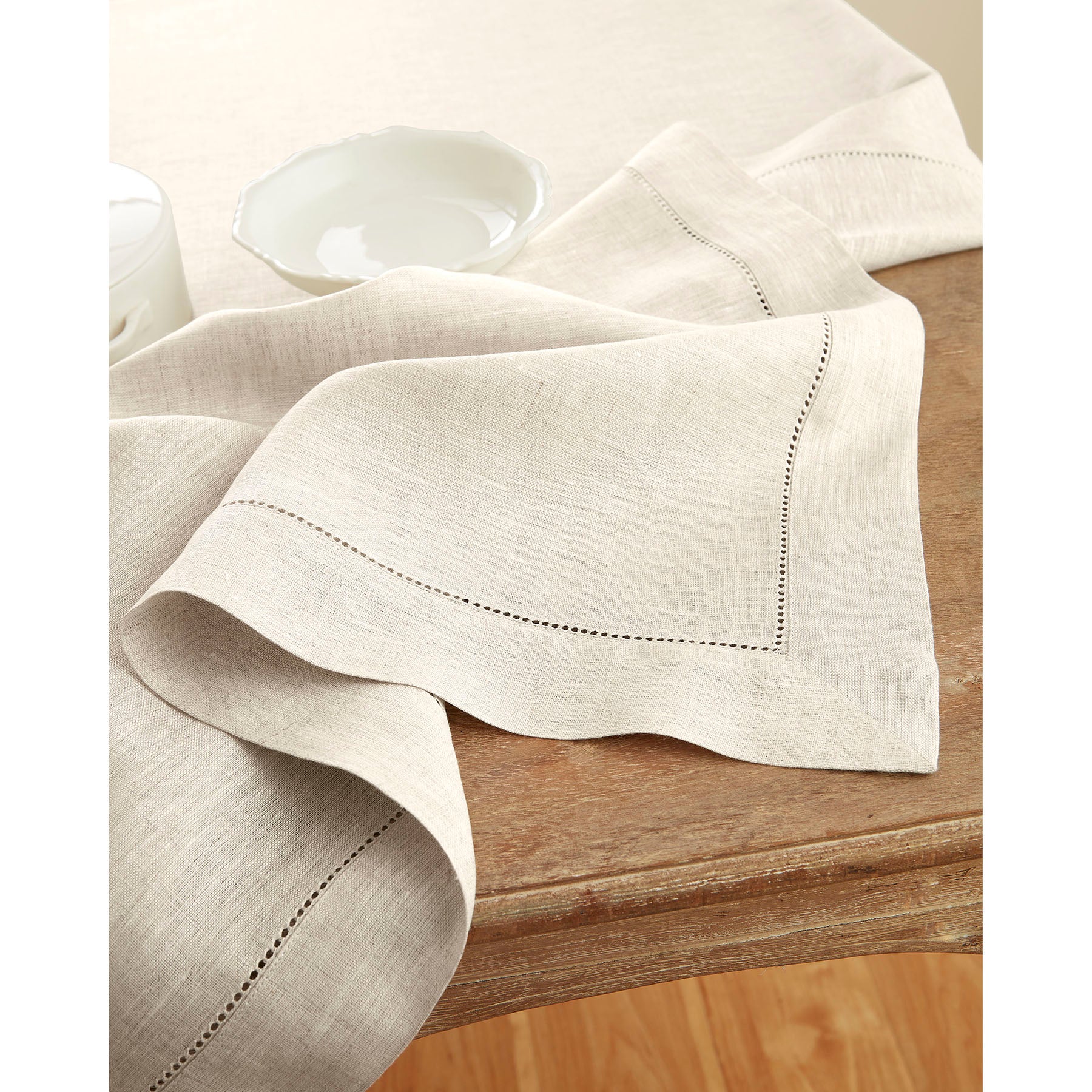 Classic Hemstitch Table Throw - Elegant Linen Table Runner for Dining Room Decor, Wedding & Holiday Table Settings