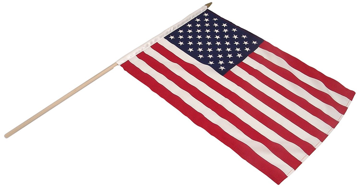 12 Pack American Flag Stick Flags - 12x18 Inch Mini US Flags on 24 Inch Wooden Poles for Patriotic Decorations, Parades, Sporting Events & Outdoor Celebrations