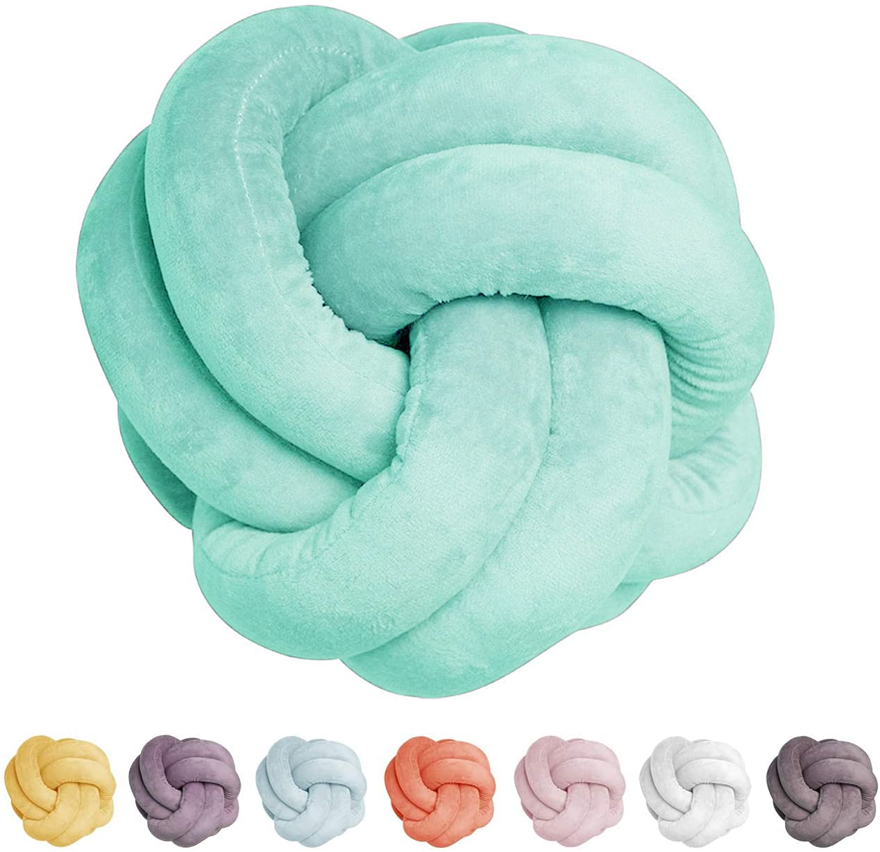 Soft Plush Knot Ball Pillow - Waist Support Cushion for Sofa, Car & Office Decor - Mint Green 7x7 Inch Throw Pillow | Perfect for Home Decor, Back Pain Relief & Cozy Comfort