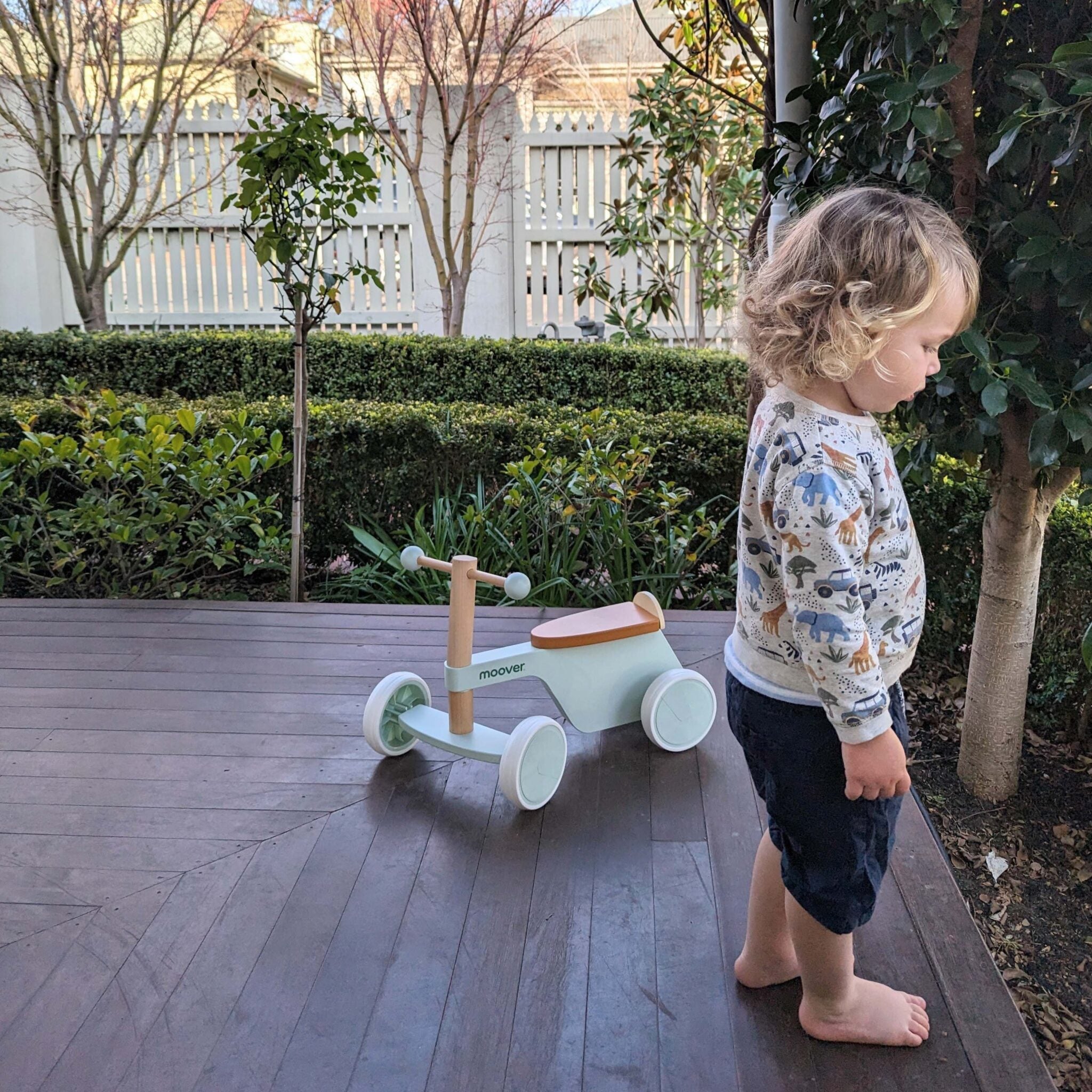 MOOVER Kids Ride On Bike - Green Toddler Push Bike for Boys & Girls Ages 1-3 | First Balance Bike for Early Learning & Outdoor Play