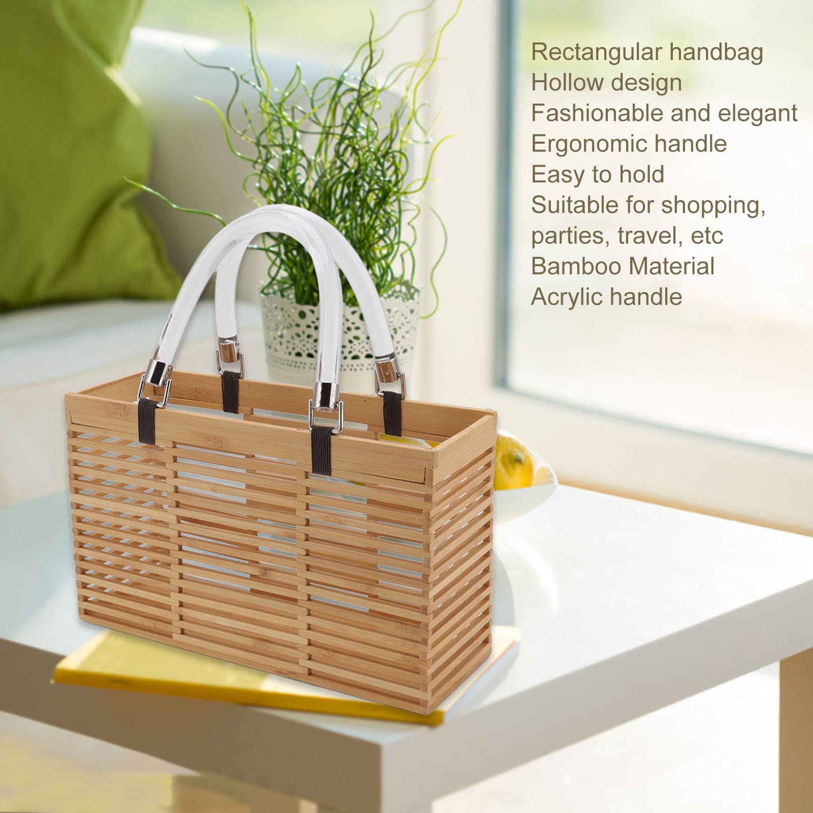 Stylish Handmade Woven Women's Tote Bag - Breathable Summer Beach Bag with Hollow Design, Elegant Rectangular Purse for Shopping, Travel & Outdoor Activities | Perfect Gift for Her