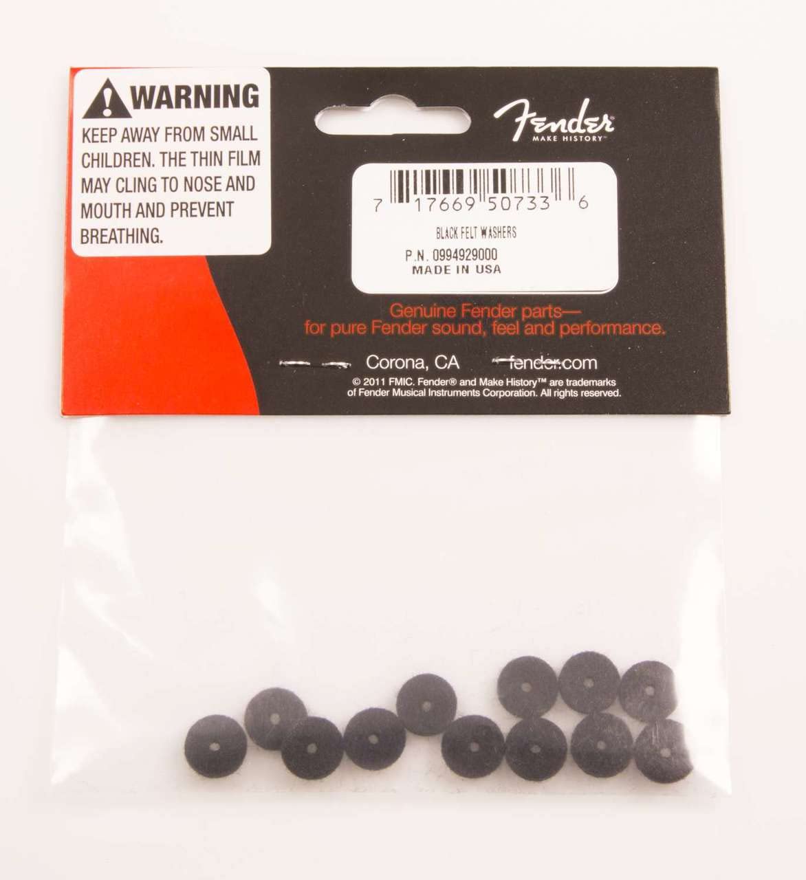 Fender Black Felt Washers 12-Pack for Guitar & Furniture Protection