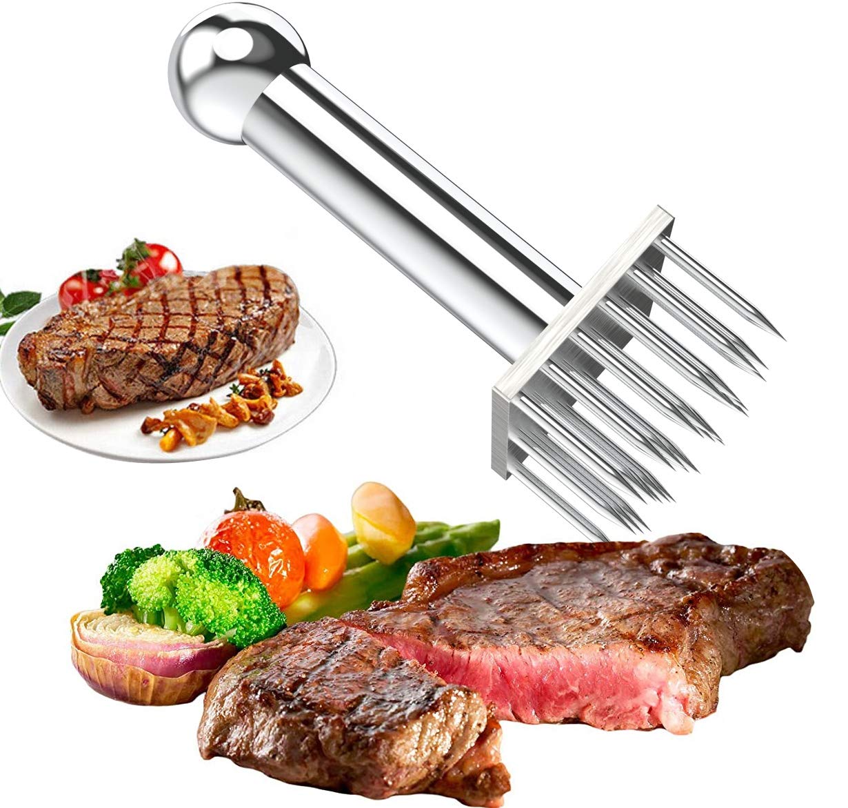 Heavy-duty 28-Blade Stainless Steel Meat Tenderizer Tool - Professional Kitchen Gadget for Tenderizing Beef, Steak, Poultry & BBQ - Perfect for Cooking, Grilling & Marinade Preparation