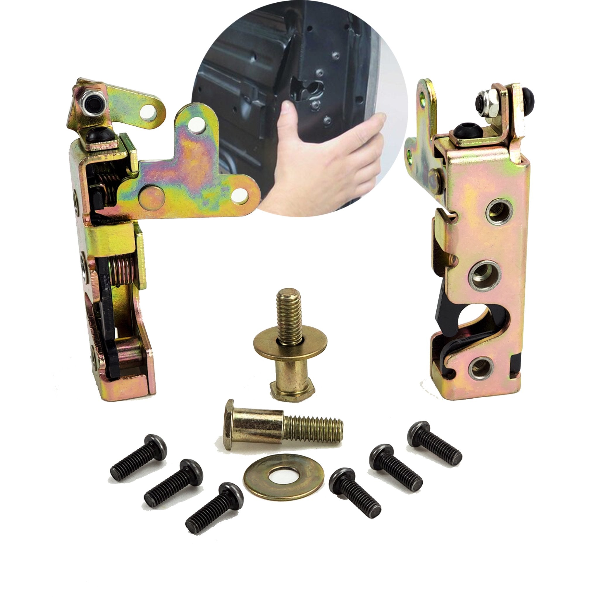 1904 Rambler Model G Autoloc Small Slimline Locking Bear Claw Jaw Car Door Latch Set with Striker Bolts - Vintage Car Restoration Parts for Classic Automobiles - Perfect for Antique Vehicle Door Repair and Maintenance
